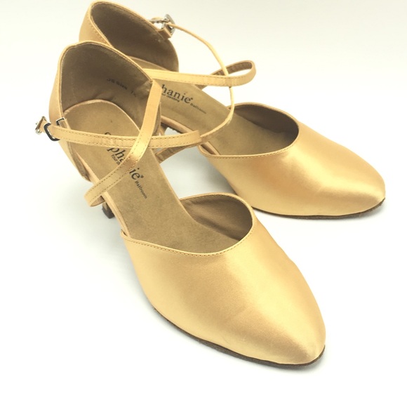 Stephanie closed toe tan gold ballroom shoe new 5M - Picture 6 of 8